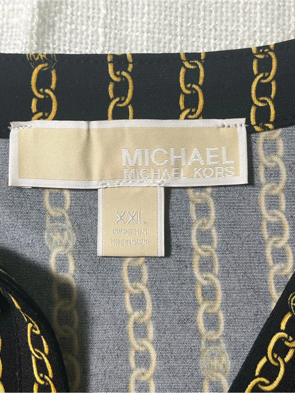 Michael Kors Black Long-Sleeve Tunic with Gold Chain Stripe XXL